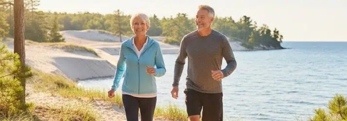 Chiropractor Traverse City MI Middle Age Couple Jogging